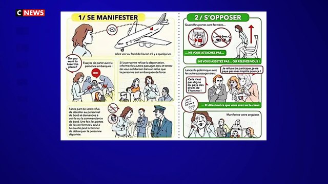 A l'aéroport de Roissy , des tracts sont distribués pour expliquer aux passagers comment empêcher l'expulsion des OQTF quand ils se retrouvent dans les avions