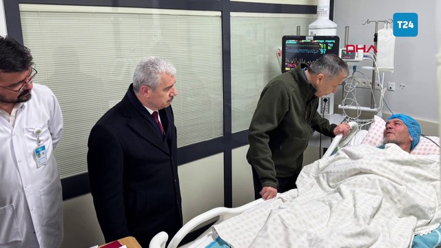 Bakan Yerlikaya, Konya'da çöken bina enkazından kurtarılan yaralıları hastanede ziyaret etti
