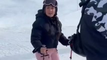 Skiing fail: Girl tries ski lift for the first time and meets a fall