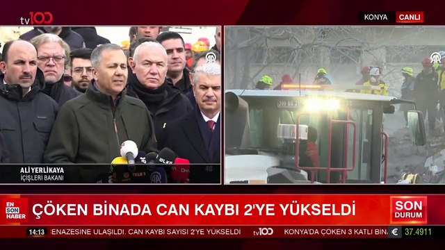 Ali Yerlikaya, Konya'da çöken binada arama kurtarma çalışmalarının bittiğini açıkladı