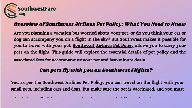 Southwest Airlines Pet Policy