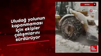 Beyaza bürünen Uludağ yolunda karla mücadele