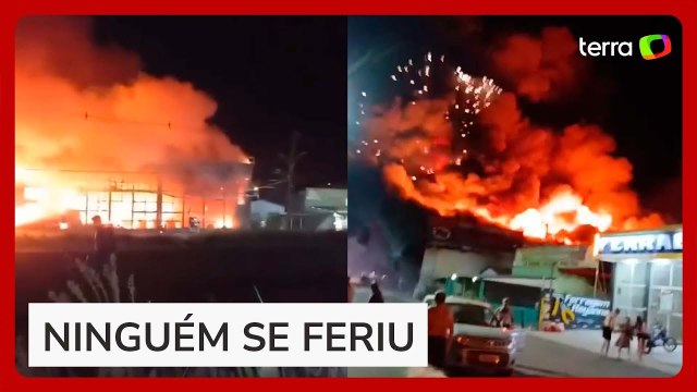 Incêndio de grandes proporções destrói supermercado no RS