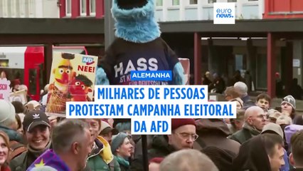 Milhares de pessoas protestam no início da campanha eleitoral do partido AfD