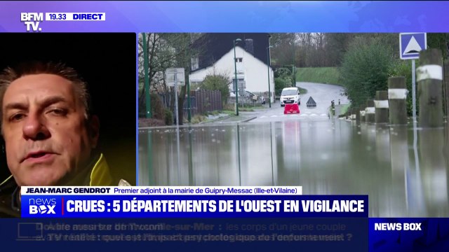 Crues: On arrivera au premier pic demain en milieu de matinée , affirme Jean-Marc Gendrot, premier adjoint à la mairie de Guipry-Messac, en Ile-et-Vilaine