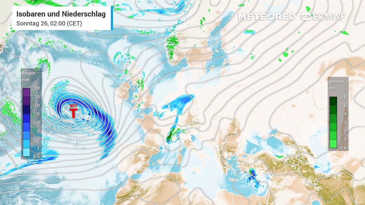 TDie atlantische Frontalzone von Tief Ivo bringt Regen und Frühlingstemperaturen.