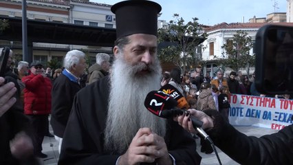 Ο μητροπολίτης Συμεών στη συγκέντρωση για τα Τέμπη