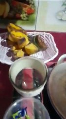 Kebiasaan di pagi hari menyiapkan pisang rebus dan kembang telang