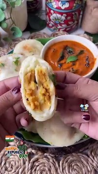 Happy Republic Day Super Easy Breakfast- Stuffed IdliIngridientsSooji-1 CupCurd-3-4 Cupsalt-as per tasteWater- as required for smooth batterFor StuffingOil- 1tspMustard Seeds-1-2tspCumin seeds-1tspsalt-as requiredcor