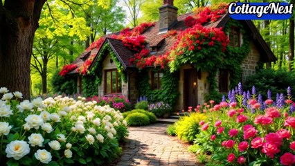 A Cottage Dream & Colorful Blooms in Full Glory #CottageDream #FloralBeauty #IdyllicHaven