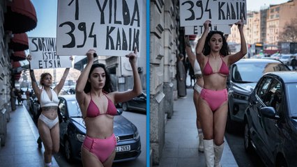Bikinili protestolarıyla tanınan Melisa Aydınalp'tan erkek şiddetine karşı eylem: Sorumlular istifa etsin