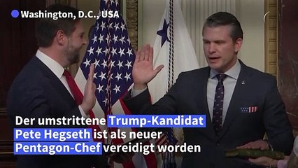 Umstrittener Trump-Kandidat Hegseth als Pentagon-Chef vereidigt