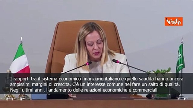 Meloni: Rapporti tra sistema economico italiano e saudita hanno margini di crescita