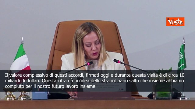 Meloni: Firmati accordi con l'Arabia Saudita del valore di 10 miliardi di dollari