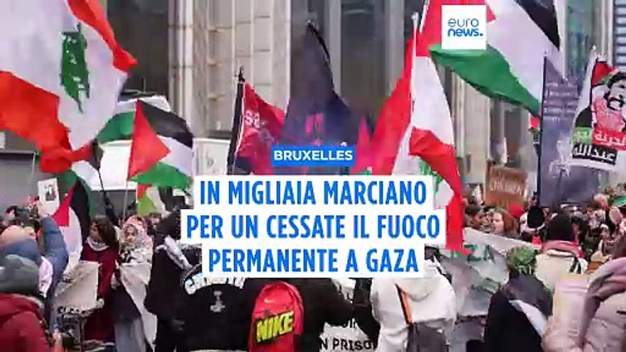 In migliaia marciano per le strade di Bruxelles per un cessate il fuoco permanente a Gaza