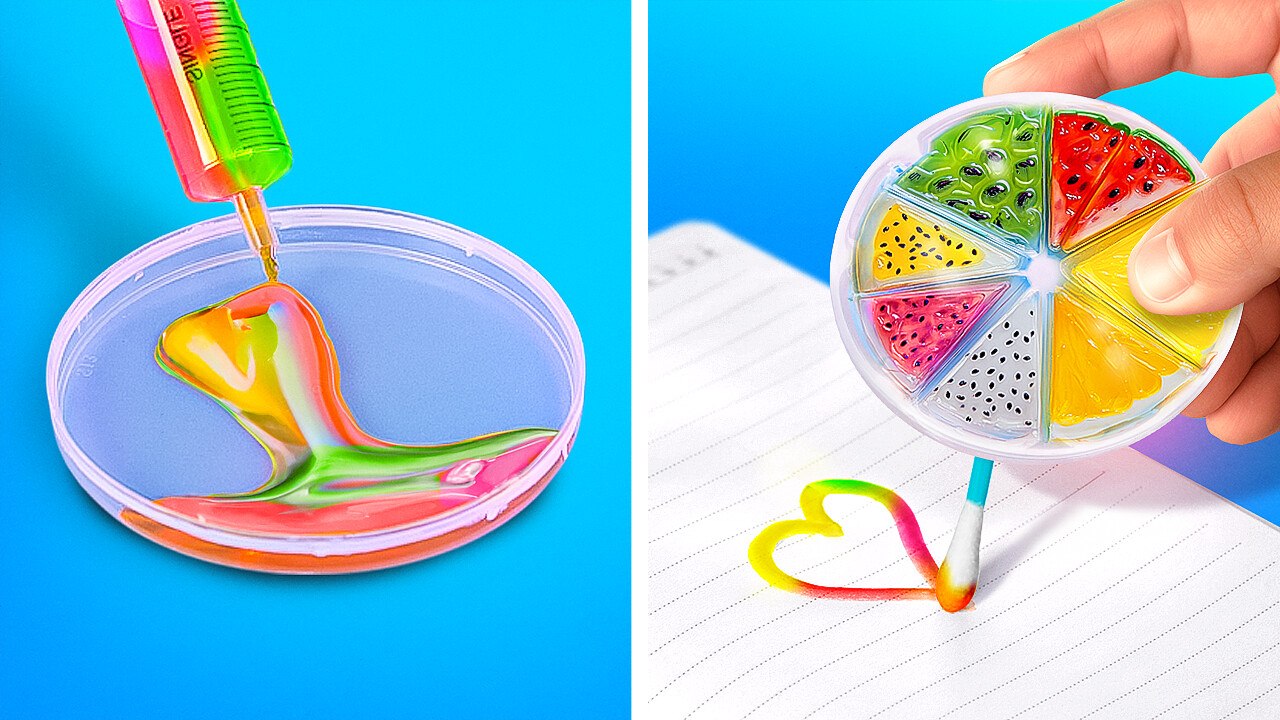 STYLOS FRUITÉS DIY 🍓🍉 : FOURNITURES SCOLAIRES ÉCLATANTES AVEC UNE TOUCHE UNIQUE ! 🌟