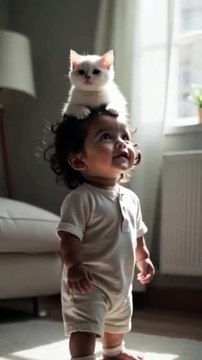 Hilarious Moment: Cat Sits on Kid’s Head and Refuses to Move! 🐱😂 #FunnyAnimals #KidsAndPets #KidsFun