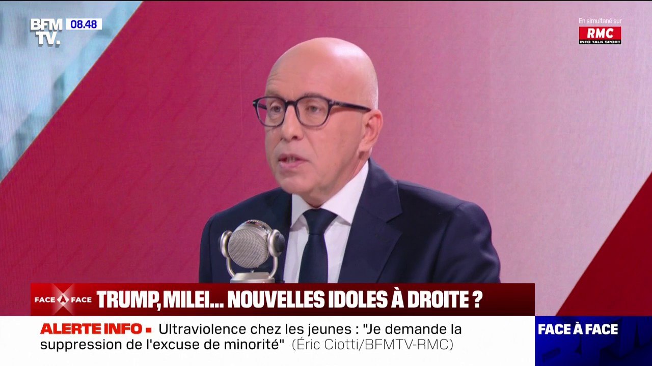Éric Ciotti (UDR) propose de supprimer des organismes publics comme l'Arcom et les ARS, "qui coûtent beaucoup et créent des normes"