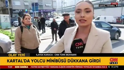 Kartal'da yolcu minibüsü dükkana girdi!