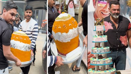 Bobby Deol के बर्थडे पर आया 12 किलो का देसी घी का लड्डू, Actor ने Fans के साथ काटा Cake!