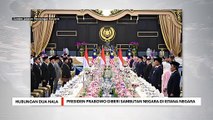 Presiden Indonesia Prabowo diberi sambutan negara di Istana Negara