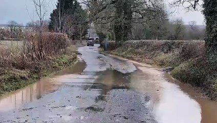 Large puddles of water are causing distruption on the Nynehead road.