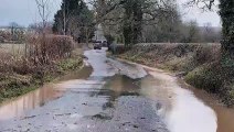 Large puddles of water are causing distruption on the Nynehead road.