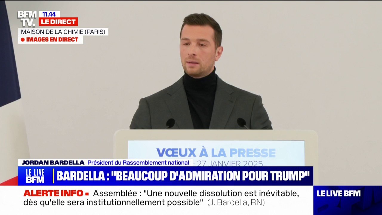 "J'ai beaucoup de respect et d'admiration pour le patriotisme de Donald Trump", déclare Jordan Bardella (RN)