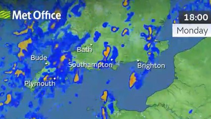 Map shows how heavy rain will affect southern England today