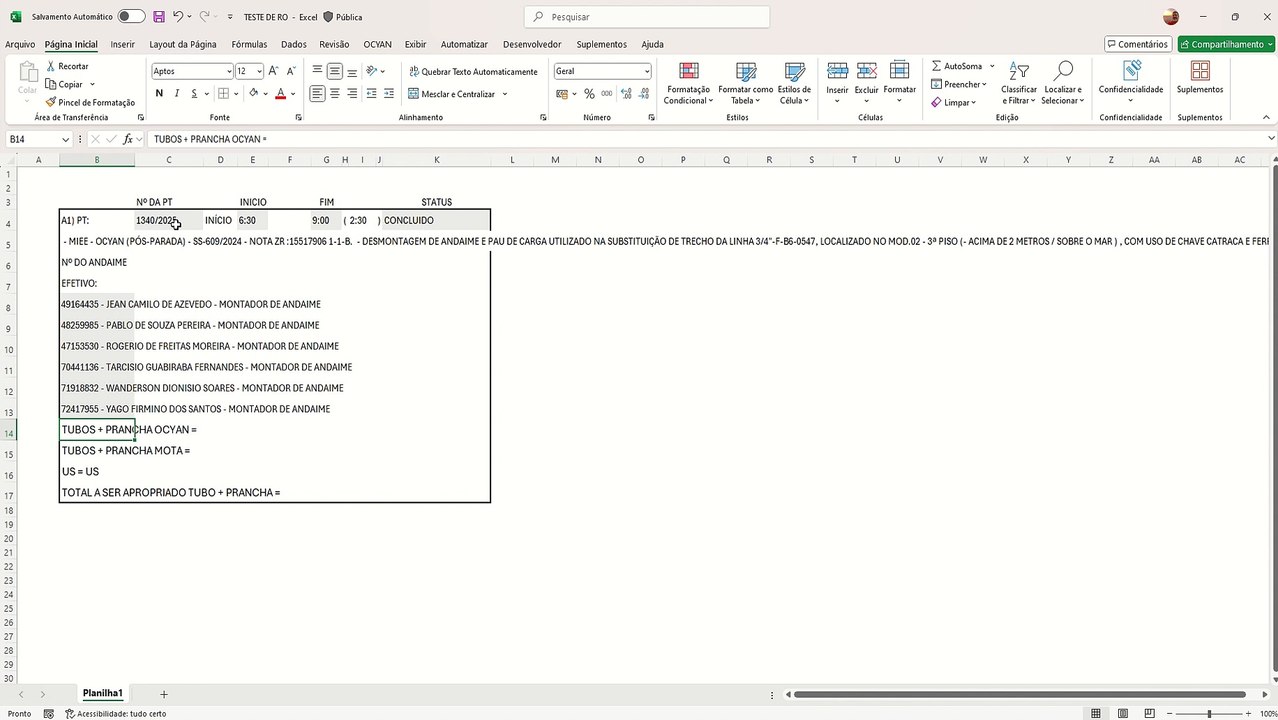 ELABORAÇÃO DA MEMORIA DE CALCULO ANDAIME