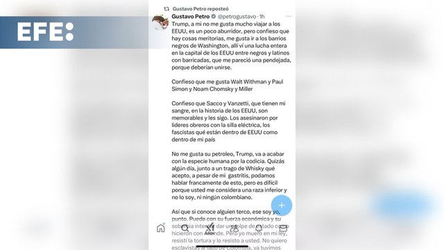 Petro le dice a Trump que no le teme a un golpe de Estado y que las Américas lo apoyarán
