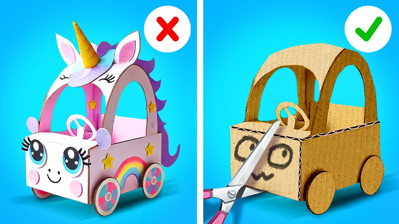 WOW ! Créations parentales en carton avec des licornes🌈 Astuces & gadgets TikTok par 123GO Like !