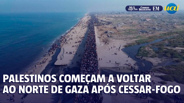 Palestinos começam a retornar ao norte de Gaza depois do acordo de cessar-fogo entre Israel e o grupo islamista Hamas.