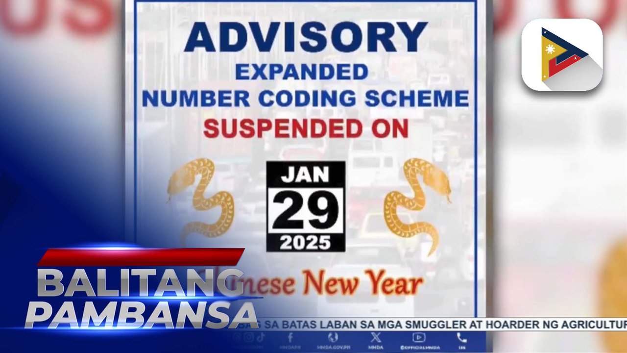 Number coding scheme, sinuspinde ng MMDA sa Jan. 29 dahil sa Chinese New Year