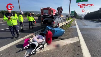 İzmit istikameti kilitlendi! TEM Otoyolu'nda otomobil bariyerlere girdi: 1'i ağır 4 yaralı