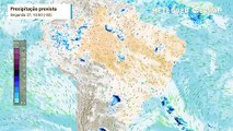 Precipitação e Nebulosidade Prevista para o Brasil entre os dias 27 e 29 de janeiro.