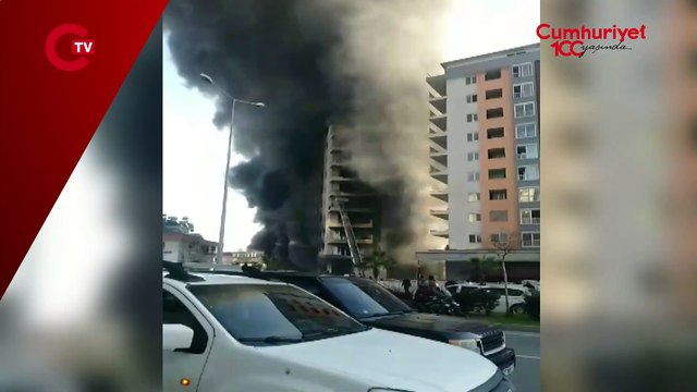 ANTALYA'da 9 katlı otel inşaatında yangın çıktı, mahsur kalan işçilerin kurtarılma anı