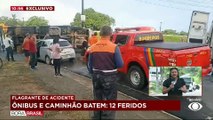 Acidente entre ônibus e caminhão deixa 12 feridos no Grande Recife