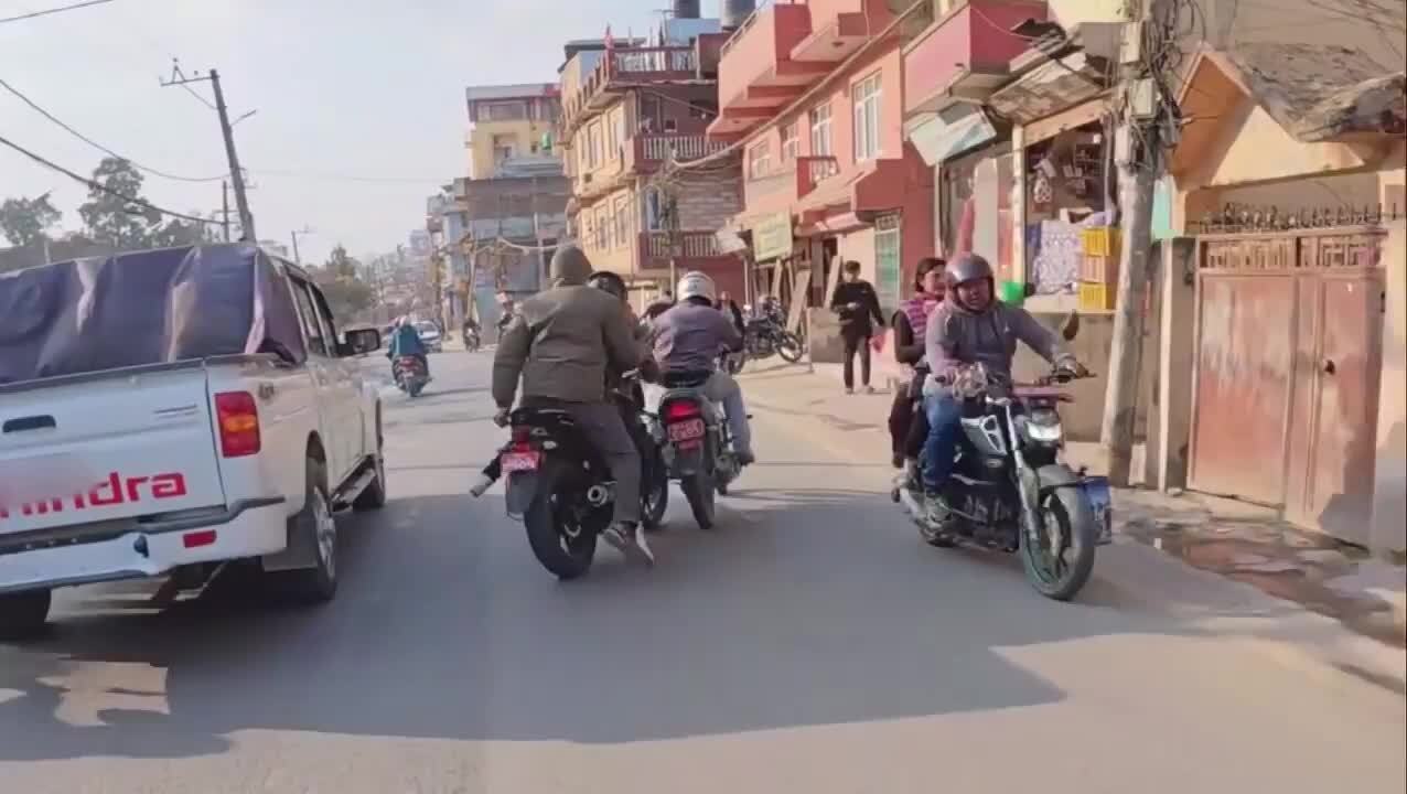 Biker Crashes Into Another Bike