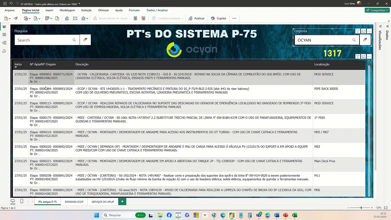 BANCO DE DADOS DE PTS