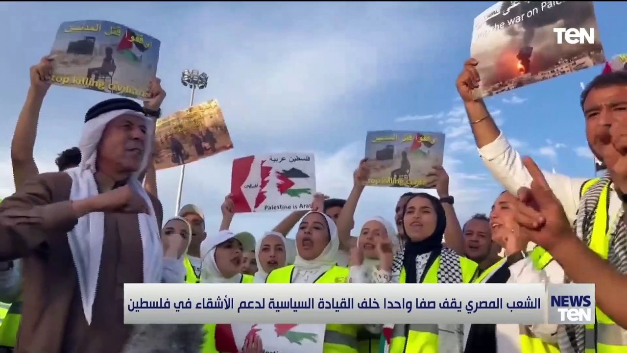 المصريون يقفون خلف القيادة السياسية صفا واحدا خلف القيادة السياسية لدعم الفلسطينيين