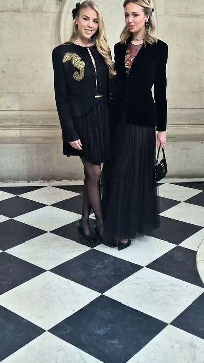 Vidéo - Les princesses Maria Carolina et Maria Chiara de Bourbon des Deux Siciles - Arrivées au défilé Christian Dior au Musée Rodin pour la Collection Haute Couture Printemps/Eté 2025 lors de la Fashion Week de Paris (PFW), France,le 27 janvier 2025. © O