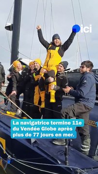 Vendée Globe : arrivée de Clarisse Crémer dans le bassin des chalutiers