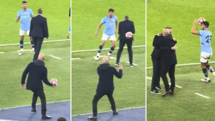 ¿Guardiola pierde la cabeza? Da balonazo a DT de Brujas en la victoria del Manchester City