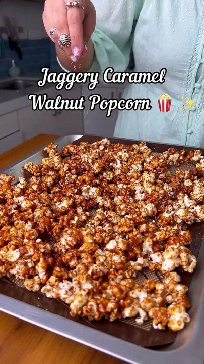 Jaggery Caramel Walnut Popcorn 🍿✨