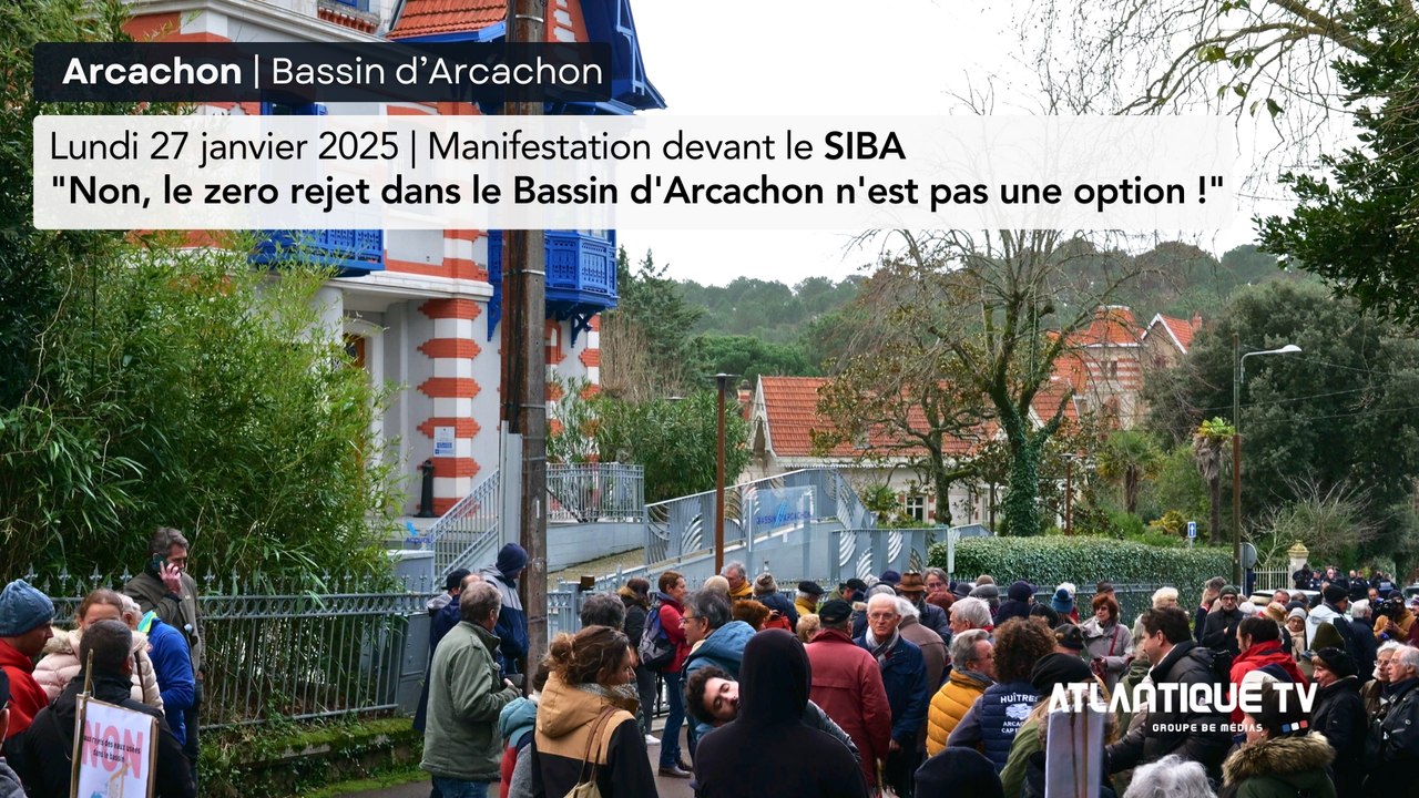 Manifestation devant le SIBA"Non, le zero rejet dans le Bassin d'Arcachon n'est pas une option !"