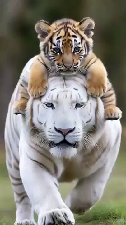 Is Mom’s Head the Best Seat Ever？ #tiger#shorts#nature#funny#cute