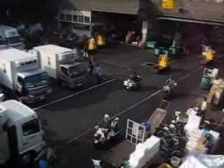 Heavy traffic in Tsukiji Fish Market
