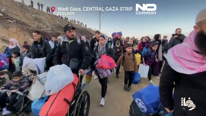 تصاویر هوایی از بازگشت ده‌ها هزار فلسطینی به شمال غزه