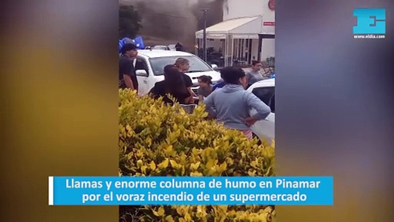 Llamas y enorme columna de humo en Pinamar por el voraz incendio de un supermercado